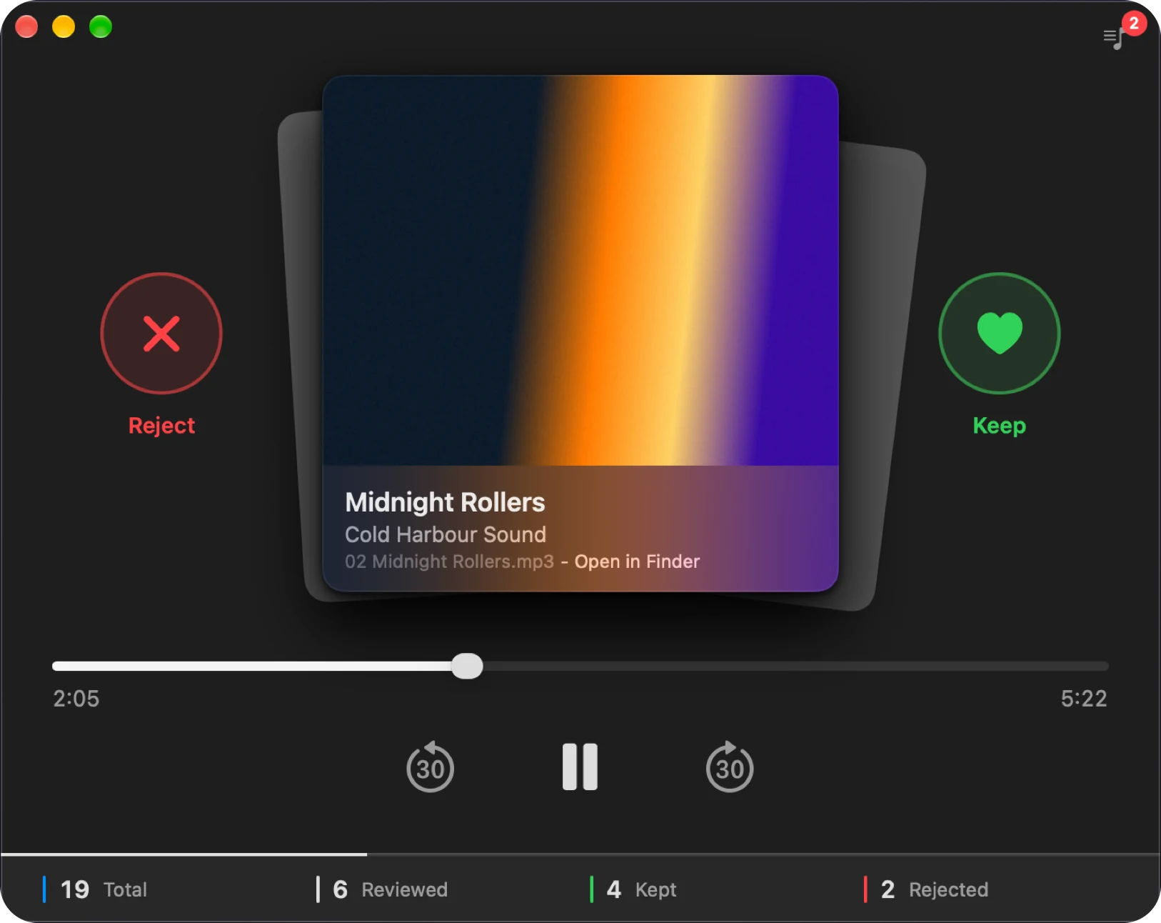 Syfter reviewing Midnight Rollers by Cold Harbour Sound from a music folder