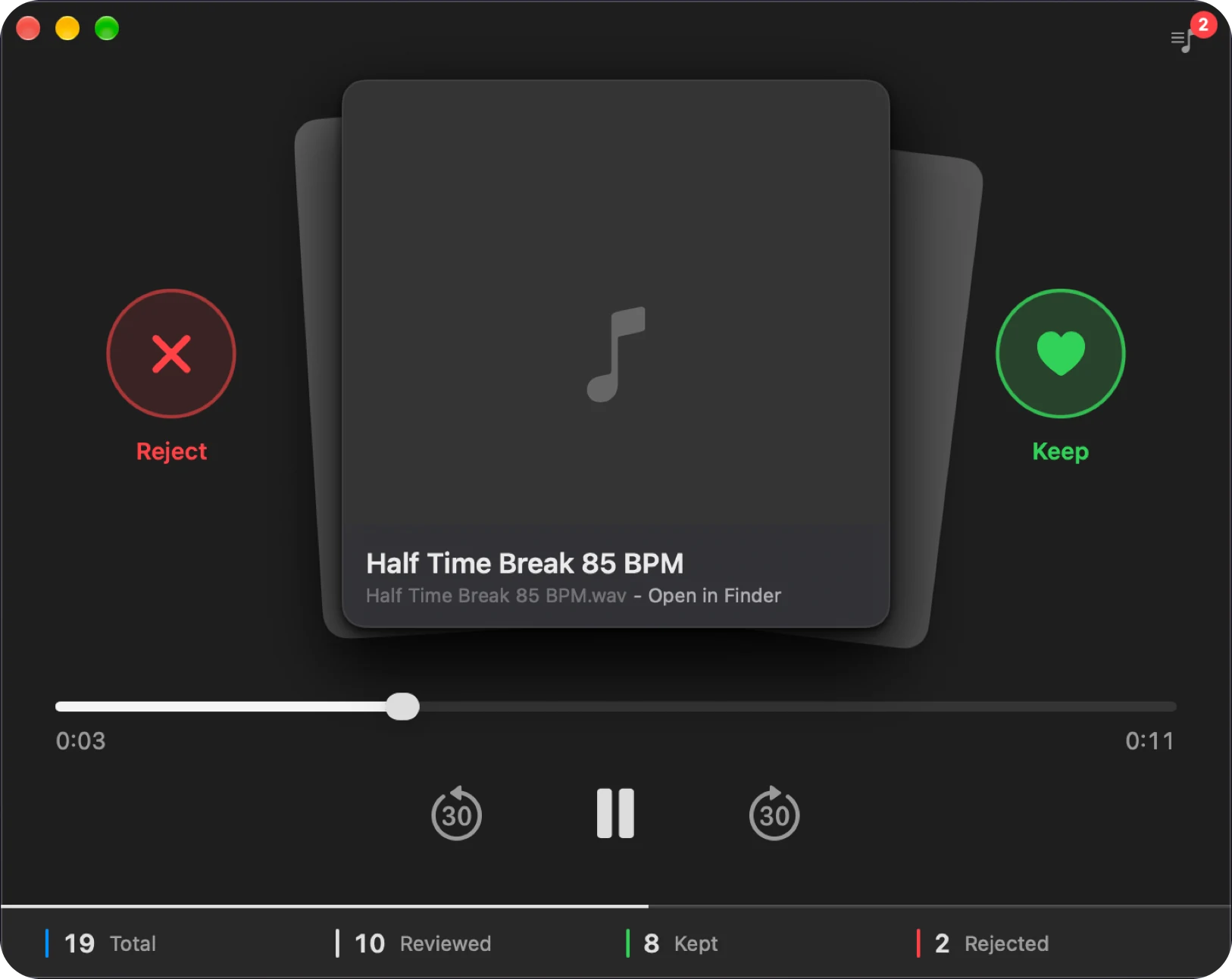 Syfter reviewing a Half Time Break 85 BPM sample